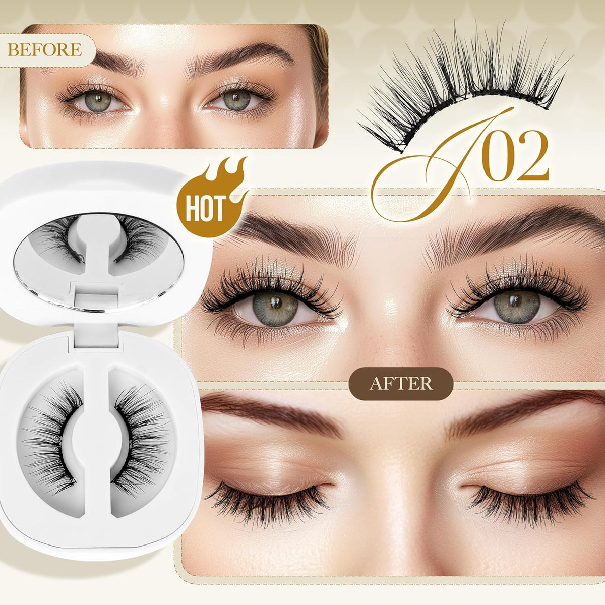LASHVIEW Magnetic Eyelashes Natural Look, Reusable Manga Magnetic Lashes Kit with Applicator RCM01-NEW
