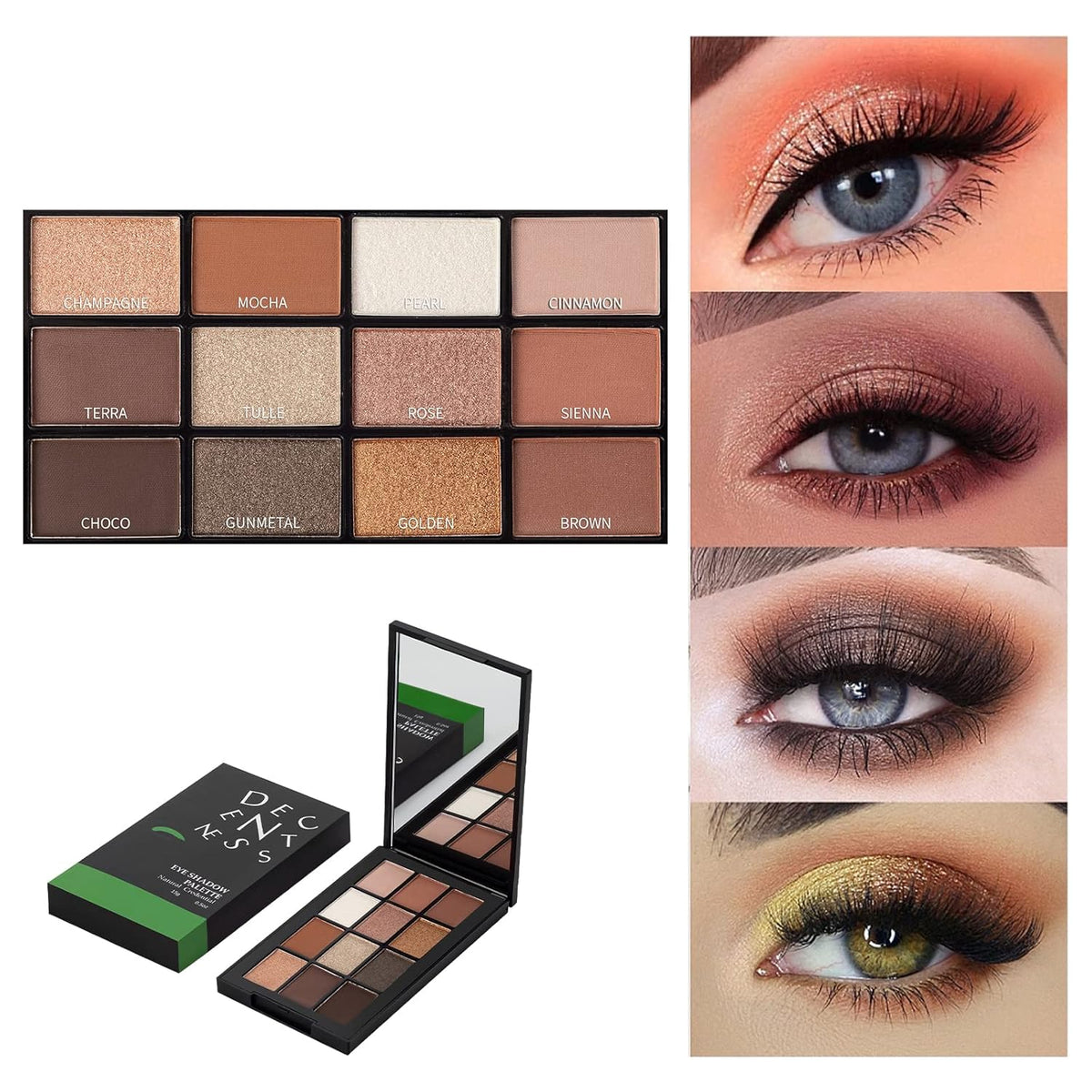 12 Colors Eyeshadow Palette Makeup Shades Nude Matte Shimmer Glitter Pigment, Pro Long Lasting&Waterproof Highlighting Makeup Palette,Ideal Gift(Twilight City)