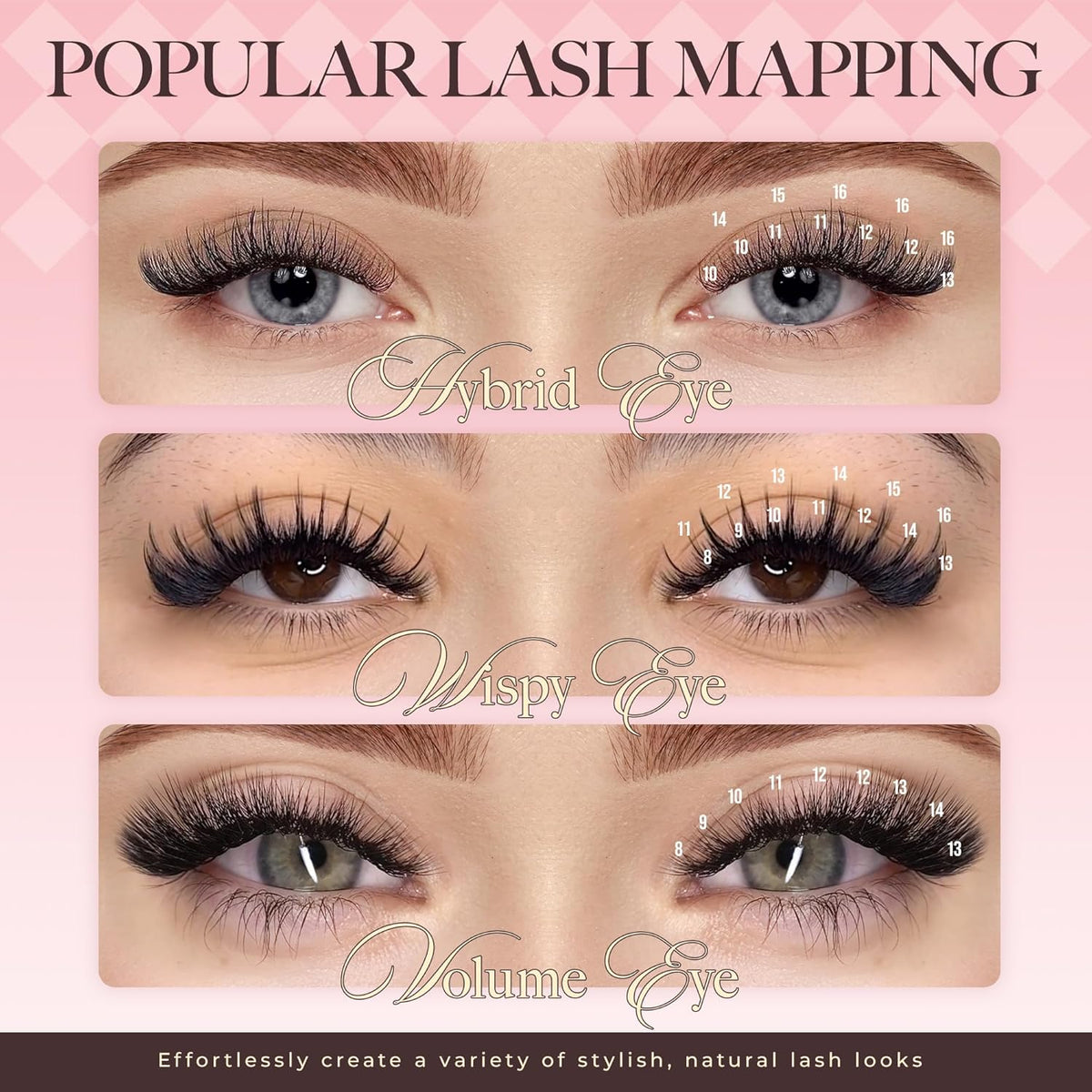 LASHVIEW Classic Lash Extensions 0.03-0.20 J/B/L/C/CC/D Curl 8-16mm Mixed & Single Length Tray, Soft Matte Dark Professional Eyelashes Extension(0.15 D 8-16mm)
