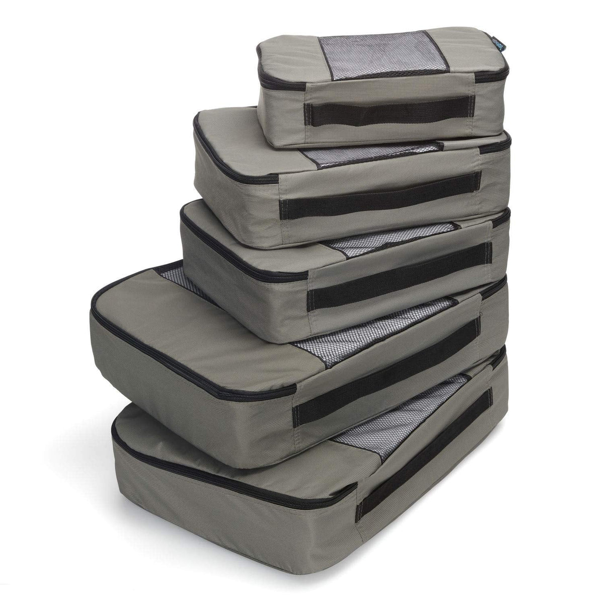 TravelWise Packing Cube System - Durable 5 Piece Weekender Plus Set (Silver)