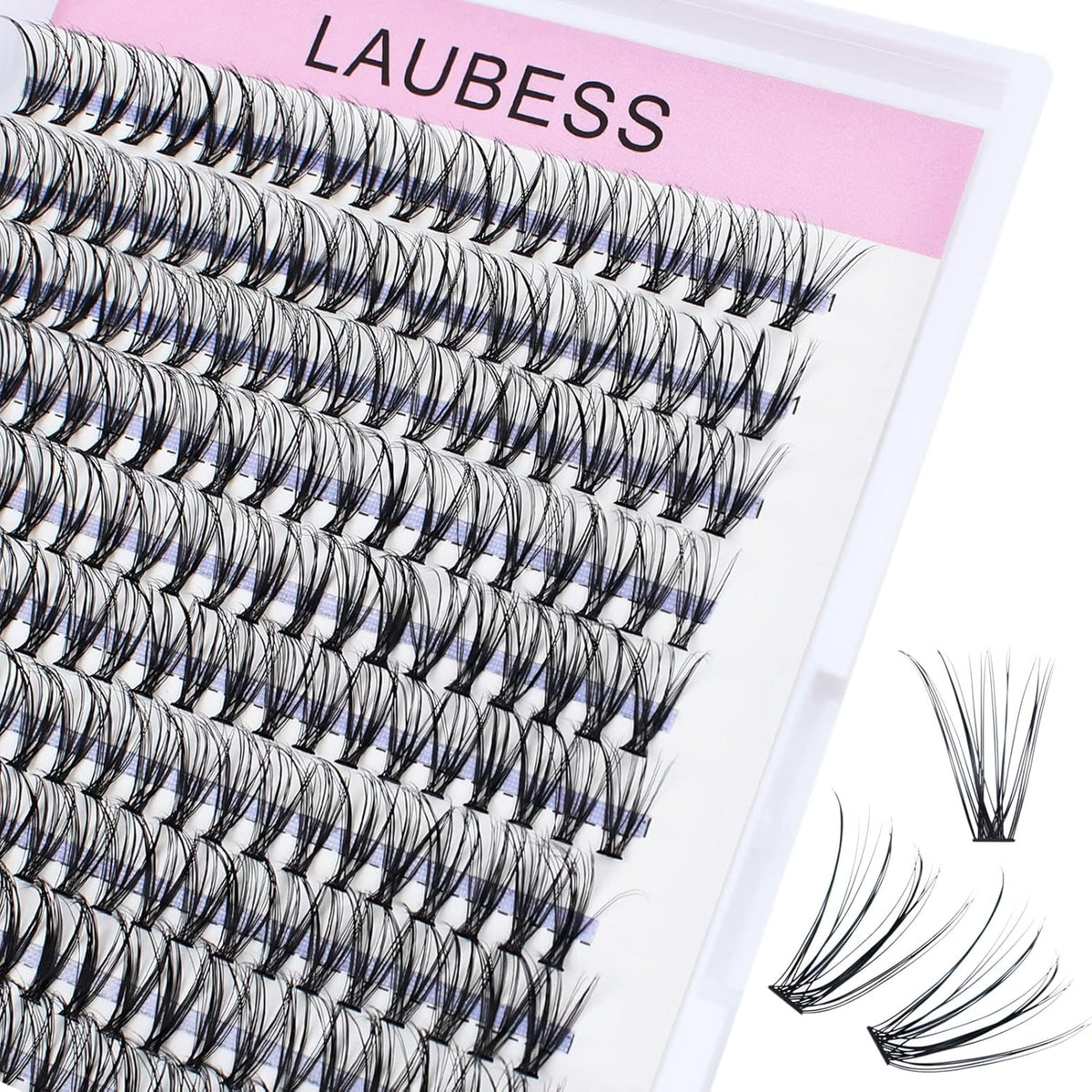 Lash Clusters LAUBESS Individual Lashes Waterproof Eyelash Clusters Mixed Tray Cluster Eyelash Extensions Soft Cluster Lashes for Beginners(20D-0.07D-18)