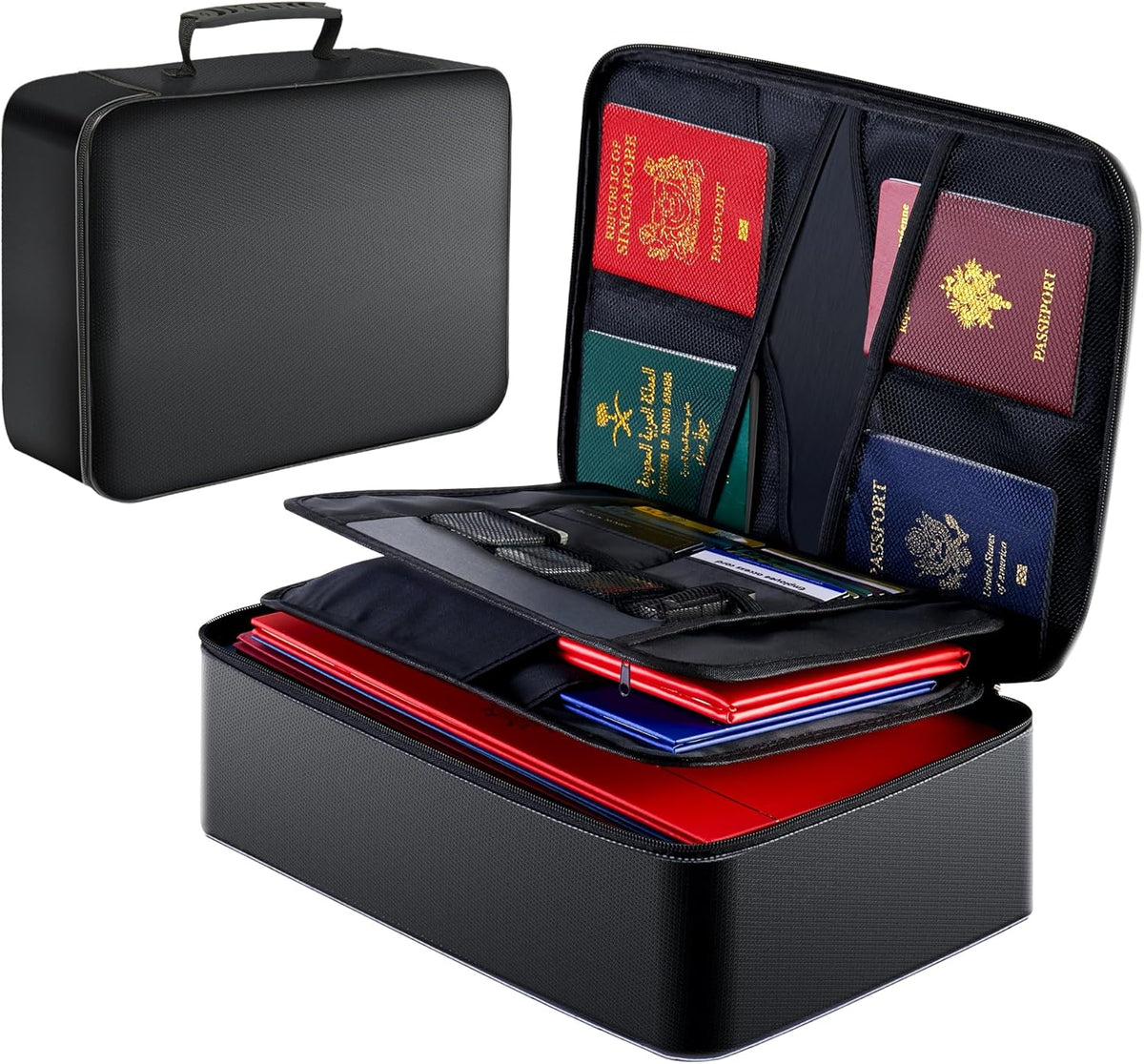 GIANTLUMl 5200°F Fireproof Document Box with Lock,Safe Fireproof Document Bag for Home&Office,Important Documents Organizer,Safety Storage Box Waterproof,8 Layers File Organizer,Portable Travel Safe