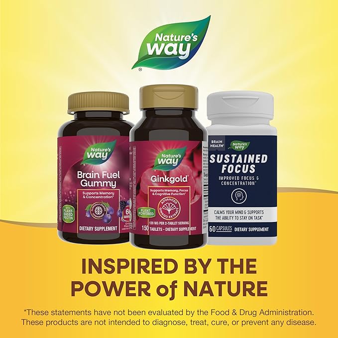 Nature's Way Ginkgold Advanced Ginkgo Extract, Supports Memory, Focus & Cognitive Function*, Ginkgo Biloba Extract, 150 Tablets (Packaging May Vary)