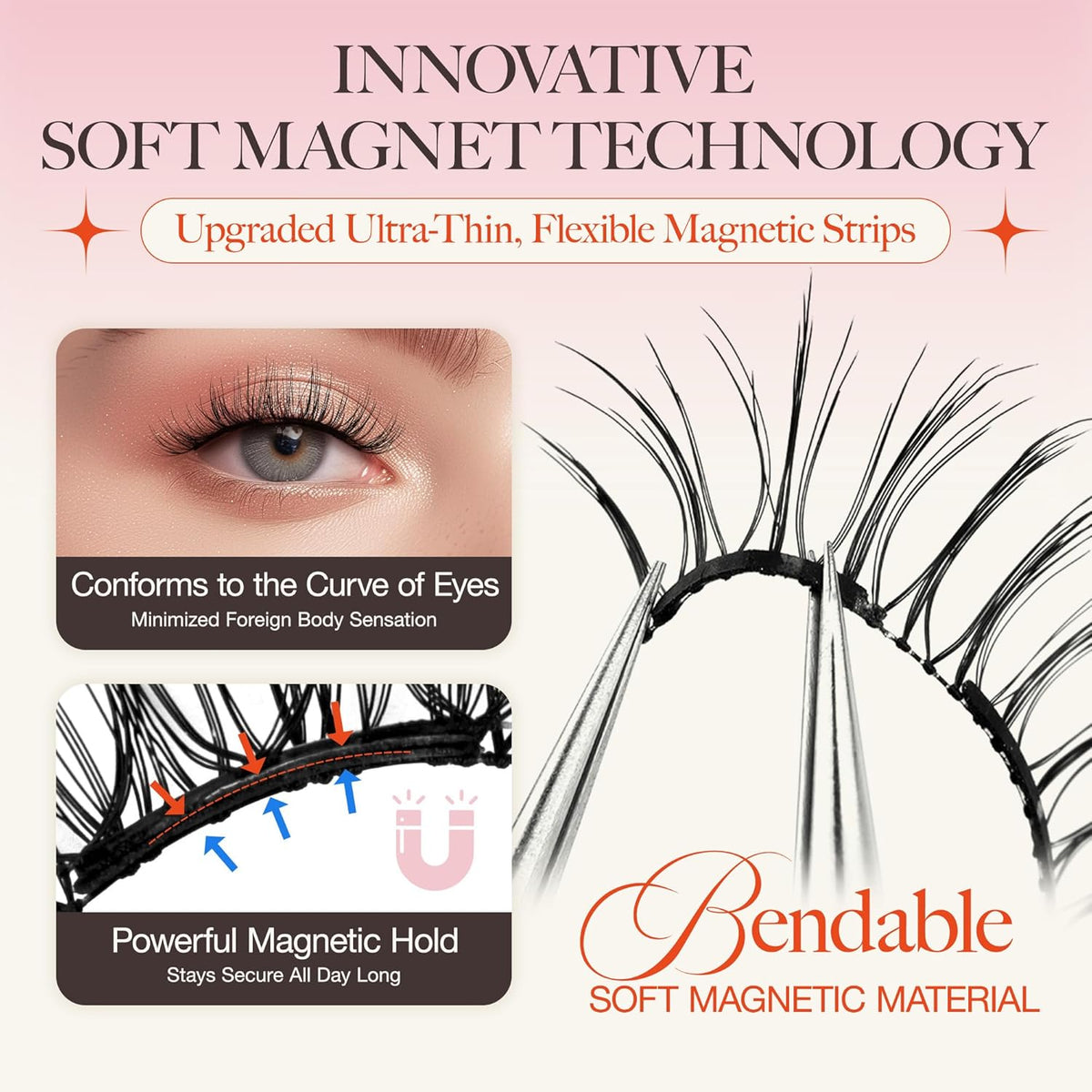 LASHVIEW Upgrade Magnetic Eyelashes with Applicator,Reusable Soft Natural Look, No Glue Needed Magnetic Eyelashes Lashes Kit,Easy to Wear and Remove A14