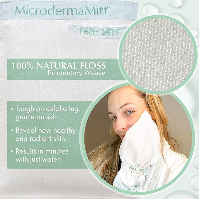 MicrodermaMitt Deep Exfoliating Mitt Scrub for Face, Lips & Neck - Dead Skin & Blackheads Remover - Gentle Facial Scrubber - Exfoliator Glove for Shower - Women Skin Care
