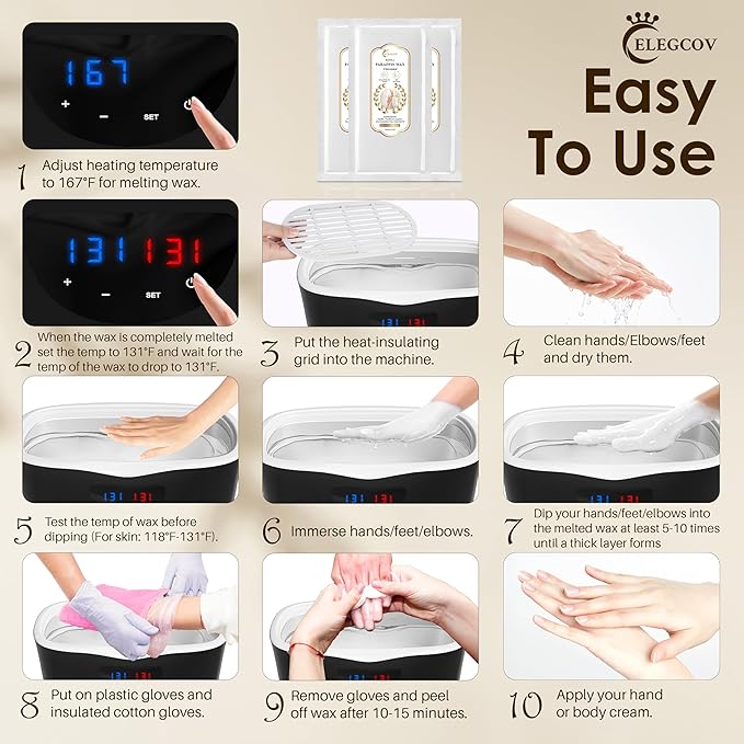 Paraffin Wax Refills-10 Pack Unscent Paraffin Wax for Hand and Feet, Parrafin Wax Blocks for Wax Machine, Parafin Wax Bath, Relieves Muscle Fatigue, Deeply Hydrates, Moisturizes and Nourishes