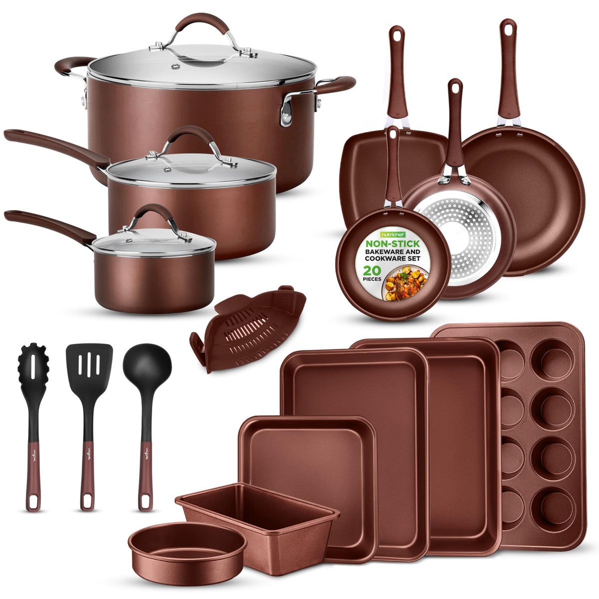 Kitchenware Pots & Pans Set – High-qualified Basic Kitchen Cookware Set, Non-Stick (20-Piece Set)