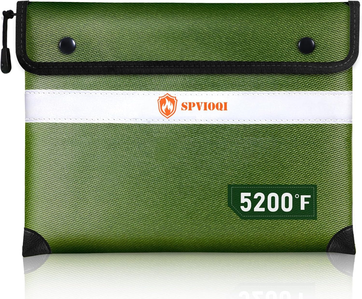 Upgraded Fireproof Document Bag 5200°F -Heat Insulated, Water Fire Proof Bag with Zipper, 8 Layers of Functional Materials, 14.2 X 11” Fire Proof Money Bag for Cash, Important Documents and Valuables