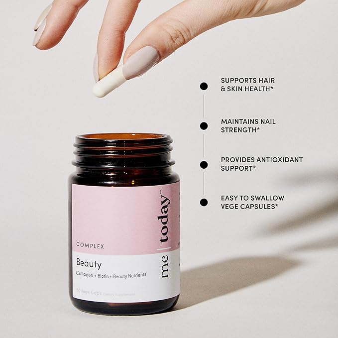 Beauty Supplement, for Hair, Skin and Nails, 60 Capsules, with Vitamin C, Collagen, Biotin and Zinc