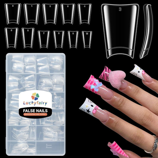 Half Cover Duck Nail Tips 504 Pcs Duck Press on Nails Clear Soft Gel Short Duck Nail Tips 11 Sizes Wide French False Nails for Acrylic Nails Professional for Y2K Art Salon