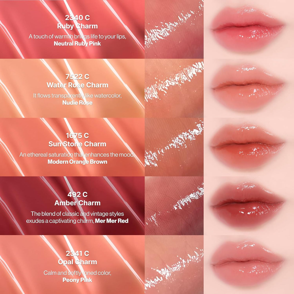 ENTROPY Makeup 2-in-1 Charm Shiny Glowy Lip & Cheek Gloss Tint Keychain, High Pigment Glossy Lip Color & Plumping Gloss, C10 Taaffeite Charm