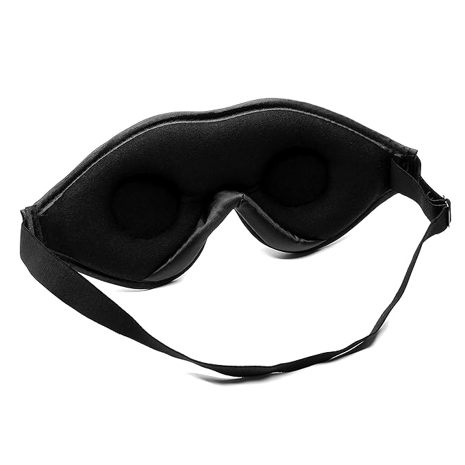 Dream Essentials - Escape 3D Sleep Mask, Earplugs and Carry Pouch Set, Molded Eye Shade for Men and Women, Contoured, Nose Bridge, Light Block, Memory Foam, Gift Set, Travel, Yoga, Blindfold - Black