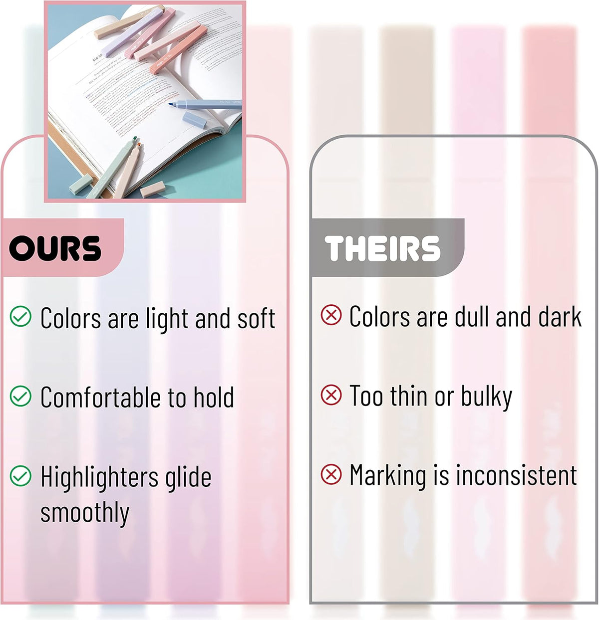 Mr. Pen- Aesthetic Highlighters, 8 Pcs, Chisel Tip, Muted Pastel Color, No Bleed Bible Highlighter Pastel, Highlighters Assorted Colors, Highlighter Set