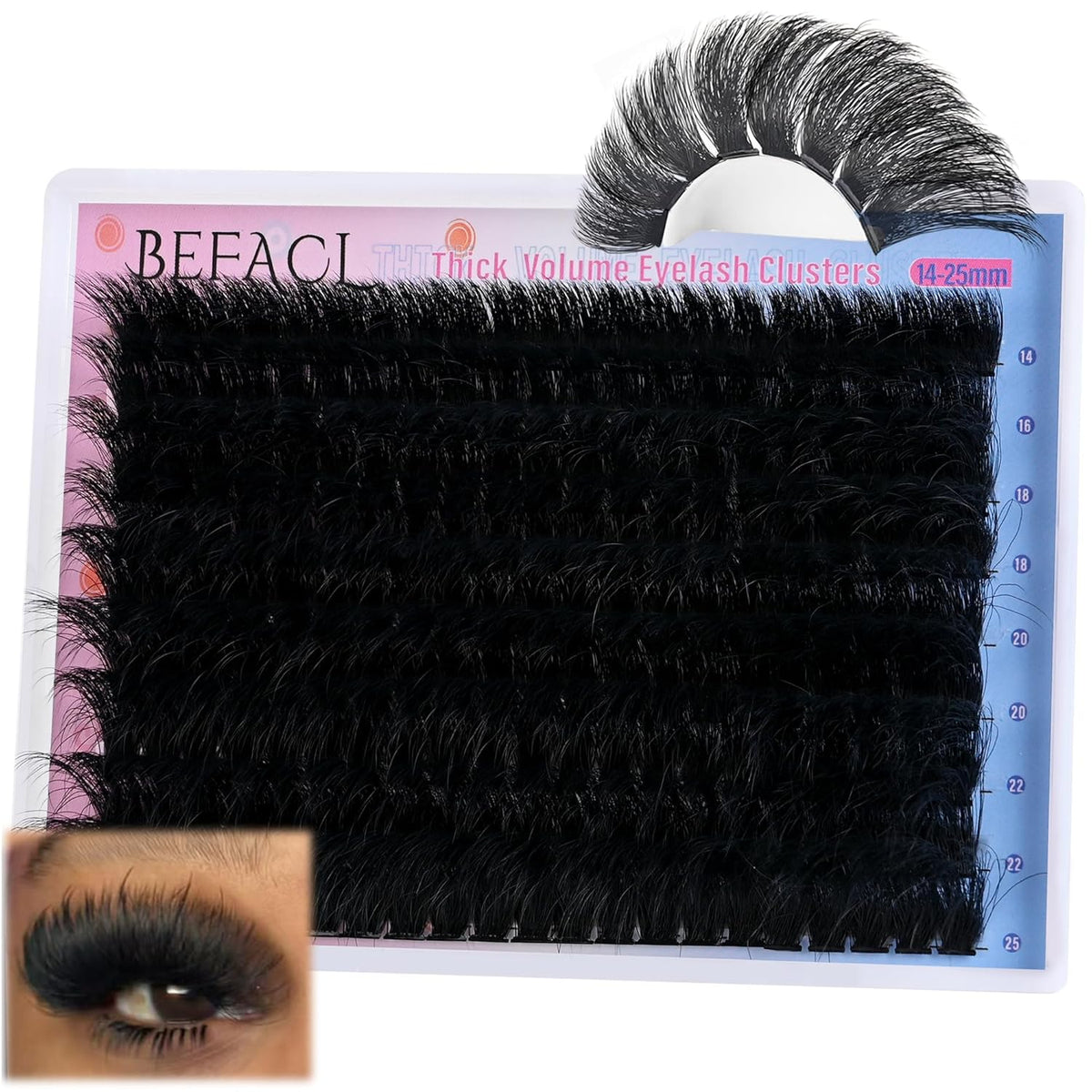 Lash Clusters Fluffy Eyelash Extensions 280D Individual Eyelashes 14-25mm DIY Lashes Extension Mega Volume False Eyelashes by BEFACL(Dramatic)