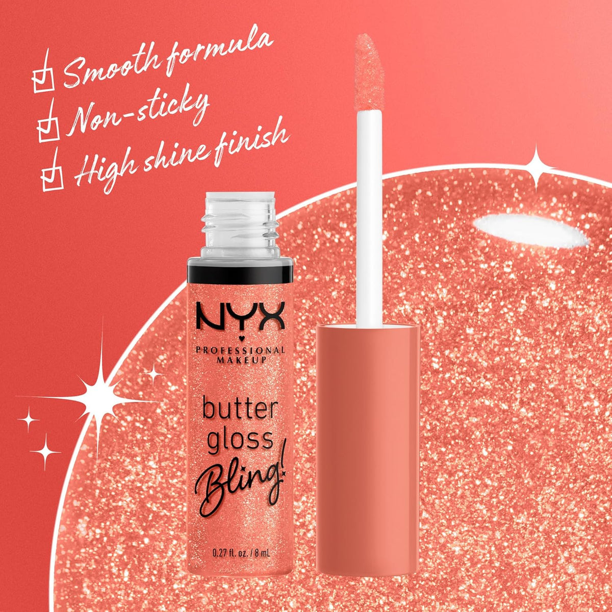 NYX Professional Makeup Butter Gloss Bling Lip Gloss, Non Sticky and Shiny Vegan Lip Makeup - Dripped Out
