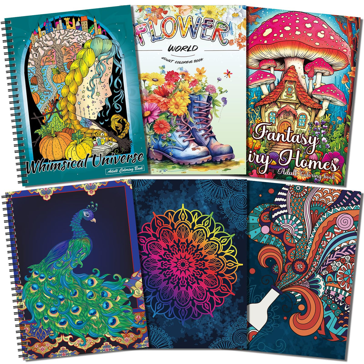Coloring Books Set:6 Coloring Books for Adults