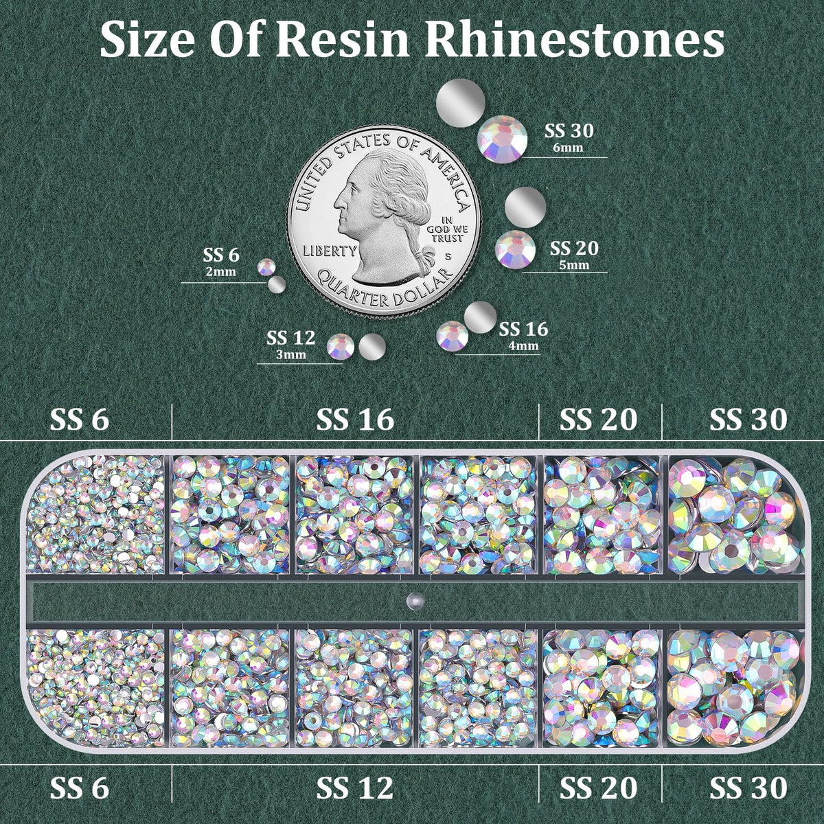 Resin Rhinestones for Crafting with B7000 Jewelry Glue, 1 Box AB Flatback Crystals with 3Pcs 10ml Glue for Bedazzling Crafts DIY Nail Art Makeup，Non Hotfix Gems for Clothing Shoes