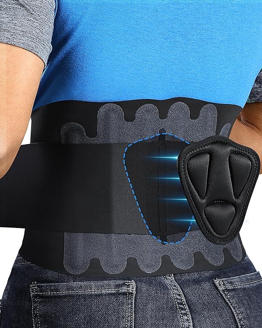 0.5mm Ultra Thin Back Brace with 3D Lumbar Pad, Seamless Yoga Fabric, Lightweight Back Brace for Lower Back Pain Women Men, Sciatica, Posture, Back Support Brace for Wearing Under Clothes