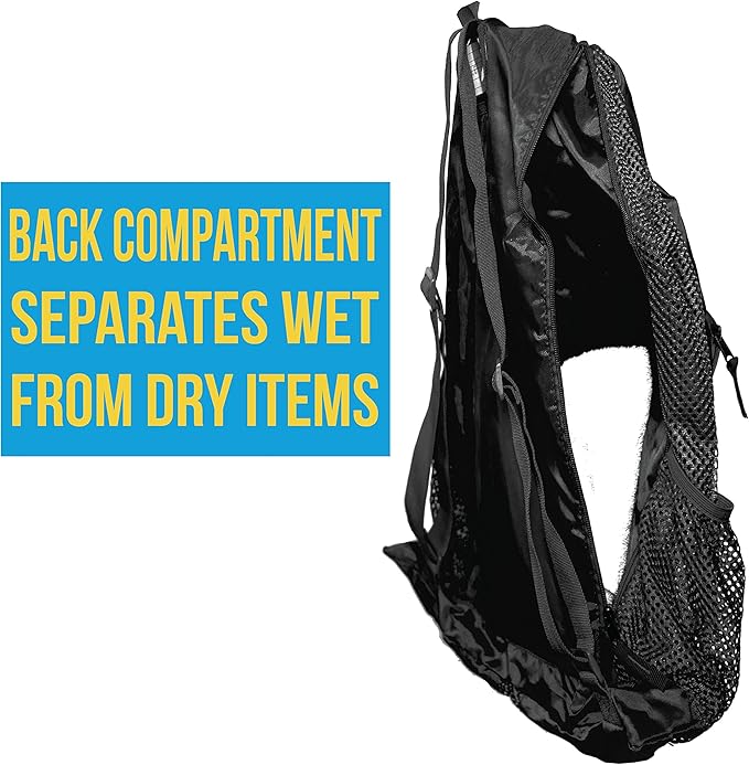 Athletico Mesh Swim Bag - Mesh Pool Bag With Wet & Dry Compartments for Swimming, the Beach, Camping and More