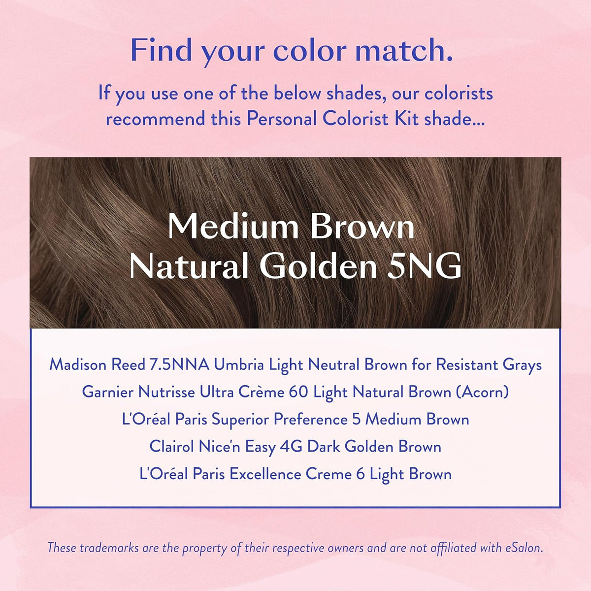 eSalon Permanent Hair Color & Hair Dye Complete Kit - Medium Brown Natural Golden - Personal Colorist Kit for Up To 100% Gray Coverage for All Hair Types - Professional-Grade Ammonia-Free Hair Dye