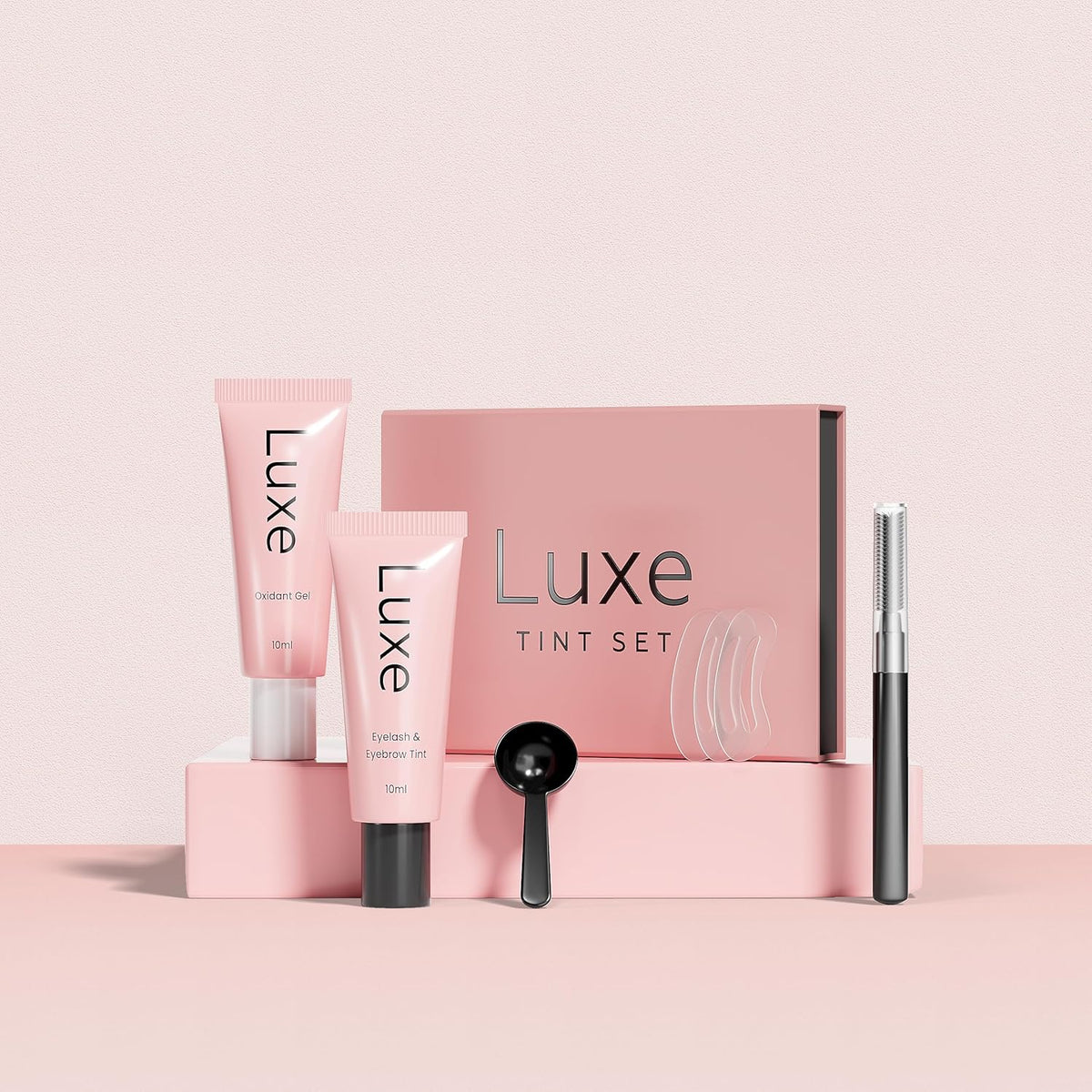 Luxe Cosmetics - Brown Color Set for Lashes and Brows - Long Lasting Temporary Color (Up to 4 Weeks) - Vegan & Cruelty-Free - for Salon & Home Use