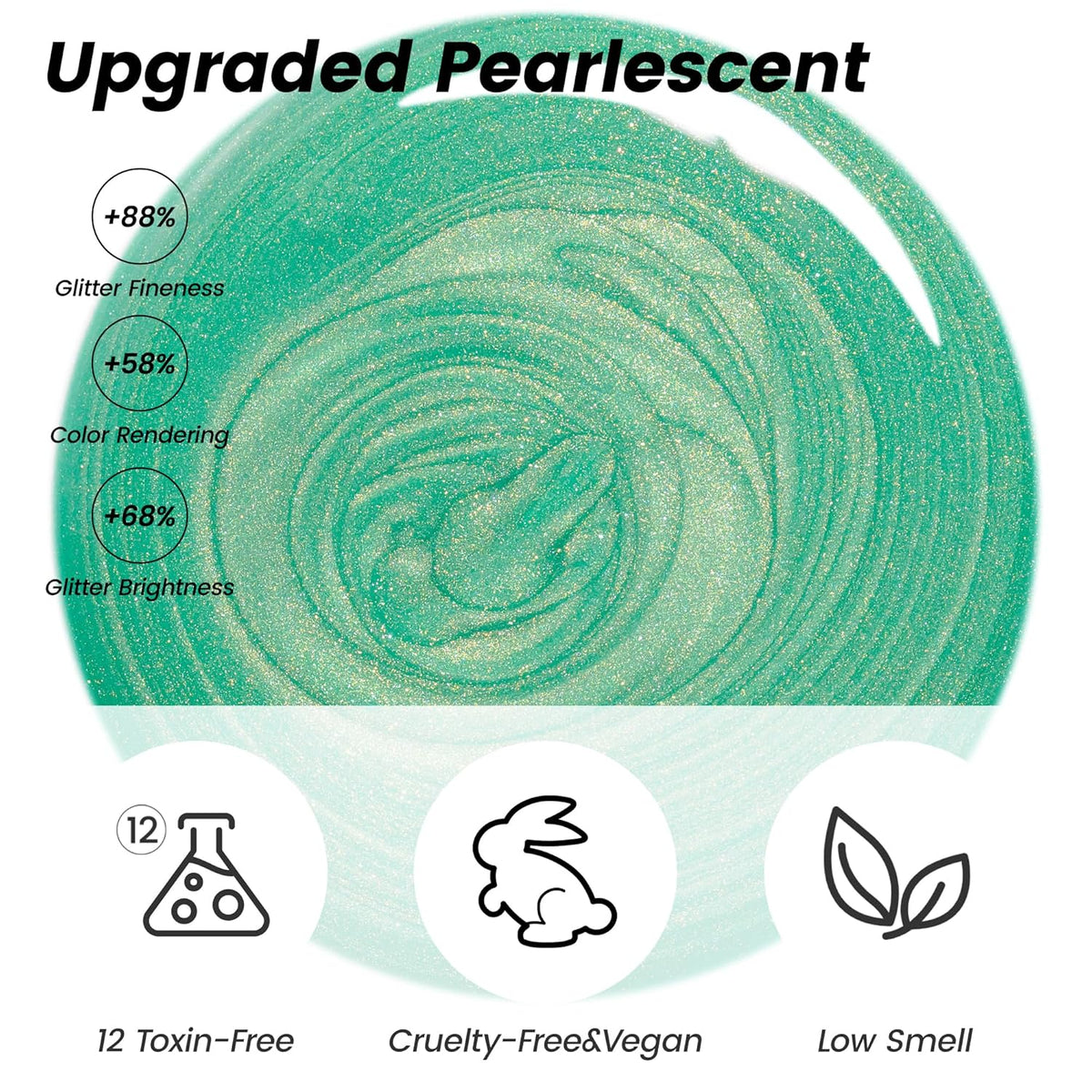 YTD Likomey Gel Nail Polish,15ml Pearl Lime Green Glitter Soak Off Nails Gel,Fall Winter Pearlescent Shimmer Shiny Sparkly Salon Home DIY Manicure UV Color Varnish,SF435