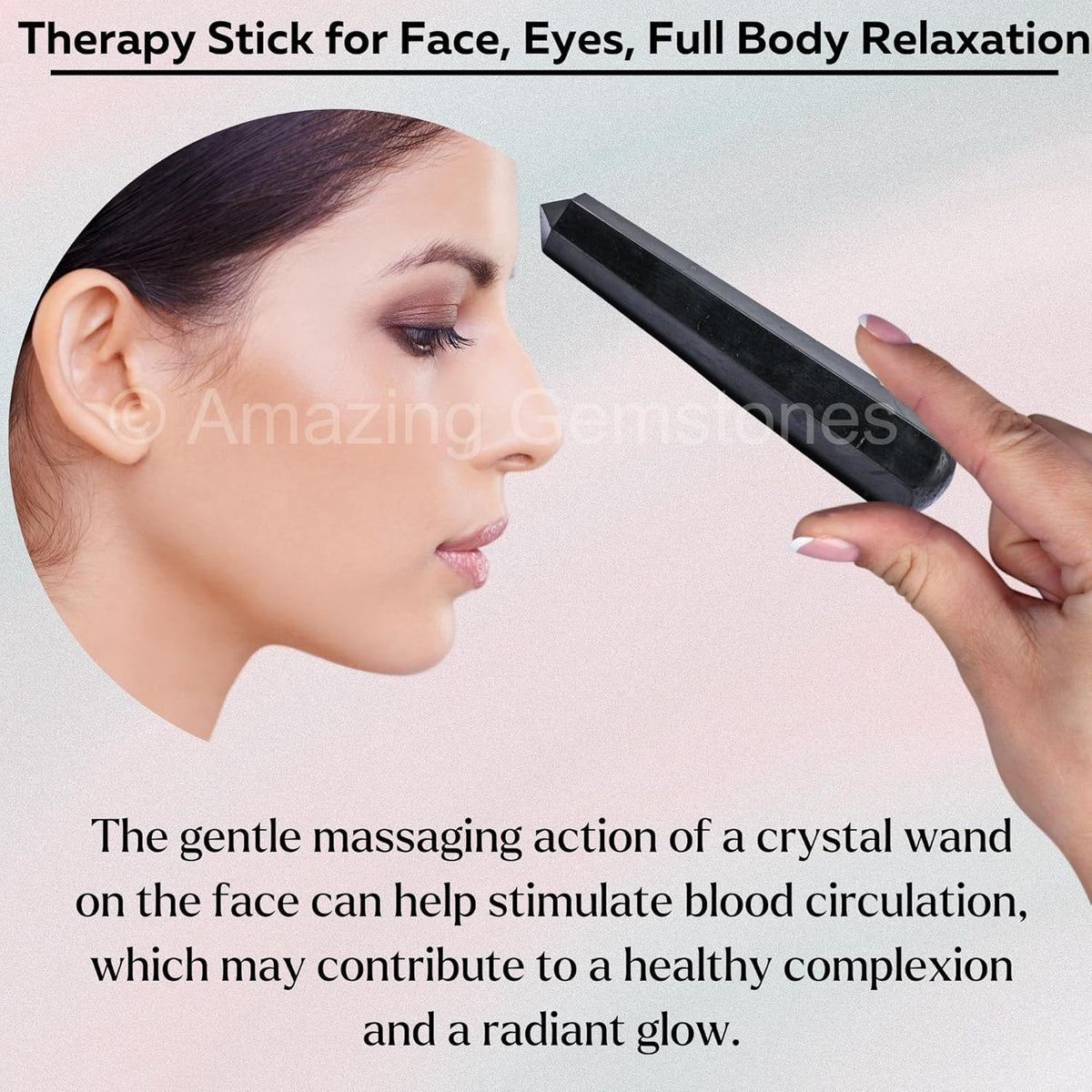 Amazing Gemstone Shungite Crystal Wand Massage Stick - Pelvic Wand Gua Sha for Adults - Crystals and Healing Stones Massage Wands for Adults Gifts (Pointed)