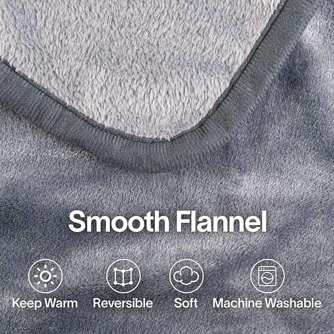 EighteenTek Blanket 2-in-1 Pillow and Blanket Combo Set Compact Soft Warm Fleece Charcoal 63" Lx47 W