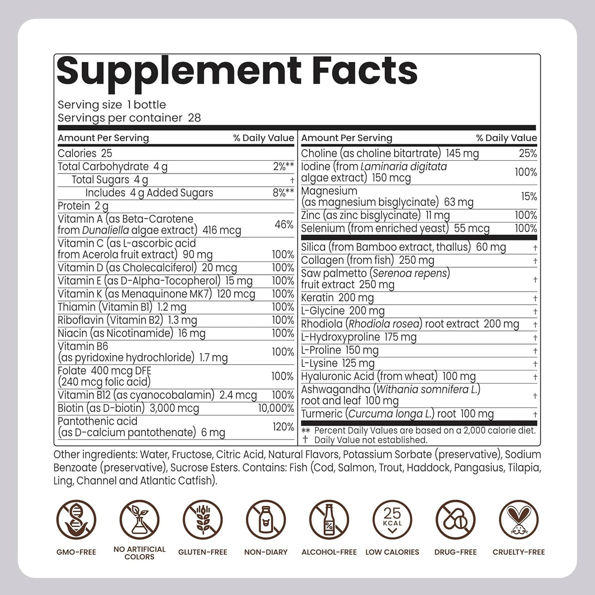 Liquid Hair Growth Supplement with Biotin. Ready-to-Drink. Clinically Proven for Stronger and Shinier Hair, Less Shedding, + Scalp Coverage. Anti-Hair Loss. 28 Servings Ultimate Hair Booster