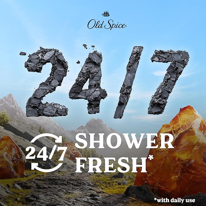 Old Spice Cleansing Body Wash for Men, 24/7 Shower Fresh with Lasting Scent, Exfoliate & Moisture, Gentle on Skin, Vitamin B3, Volcano with Dark Cedar + Amber Scent, 30 oz