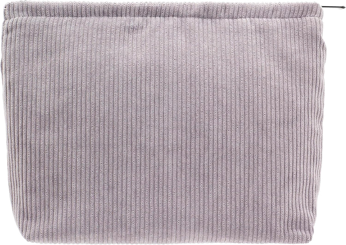 PAZIMIIK Makeup Bag Large Zipper Corduroy Make Up Pouch for Purse Travel Canvas Cosmetic Organizer for Women Brush Storage,Grey